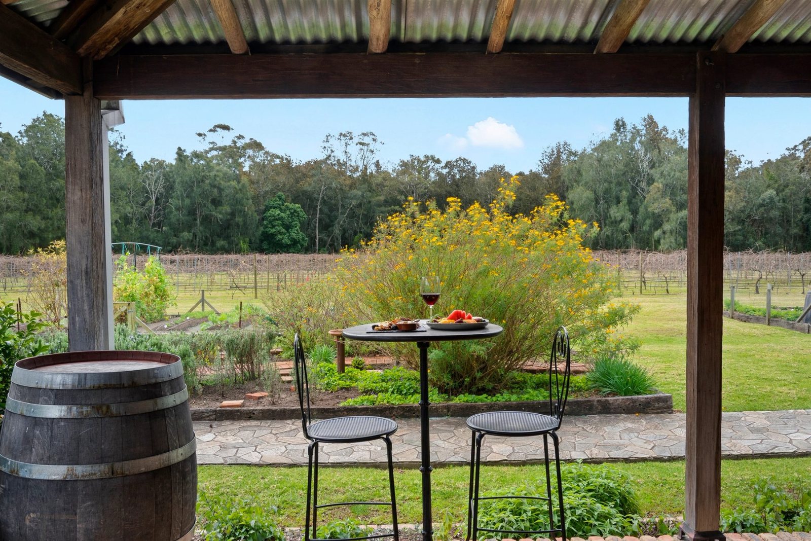 A table set in the Circa 1876 gardens