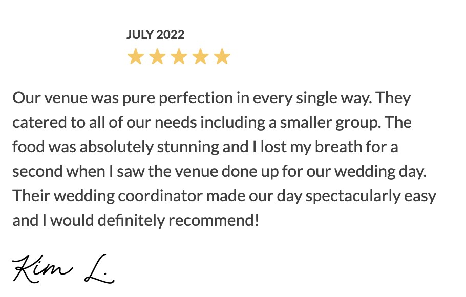 Five-star Easy Weddings review from Kim L.
