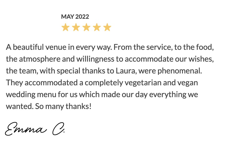 Five-star Easy Weddings review from Emma C.