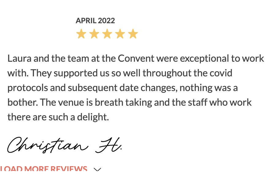 Five-star Easy Weddings review from Christian H.